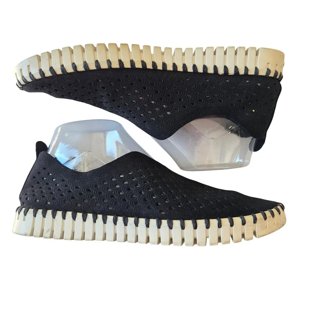 Ilse Jacobsen Tulip 139 Black Laser Cut Slip On Loafers Women Size 38 EU 8 US